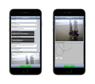 An example of an offline app built by an Estel Tech Anywhere customer to inspect oil platforms in the North Sea.