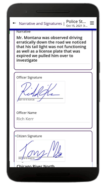 Police Report app - digital signatures