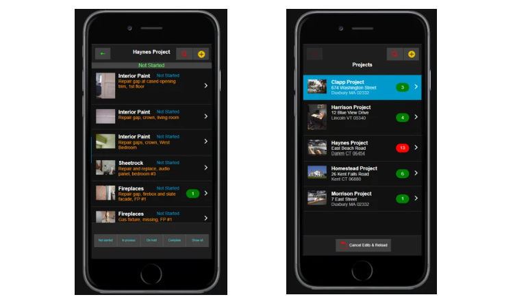 Estel Tech Transform Punch list app interface