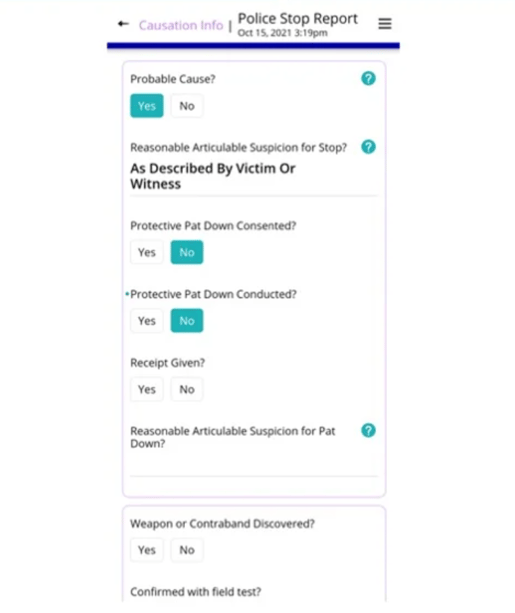 Estel Tech Transform Police Report App interface