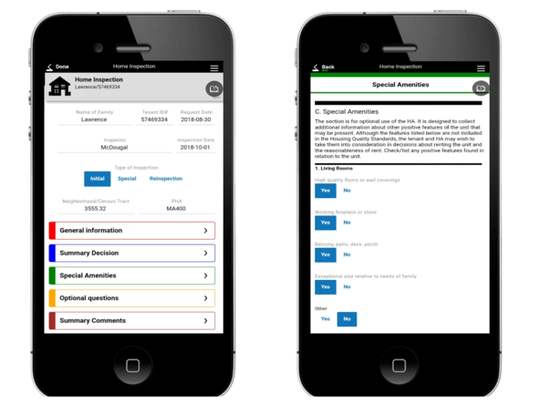 Estel Tech Transform home inspection app interface.