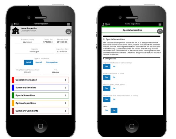 Estel Tech Transform home inspection app interface.
