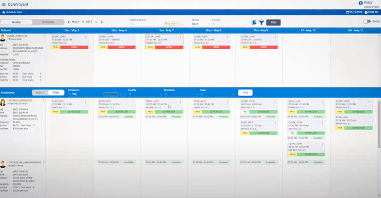 CareVoyant interface