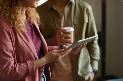 woman with tablet at work